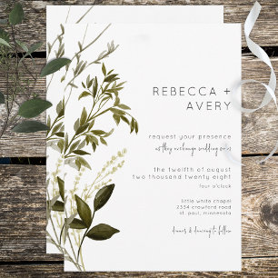 Boho Greenery Modern Floral Wedding Invitation