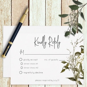 Boho Greenery Modern Floral Wedding RSVP Card