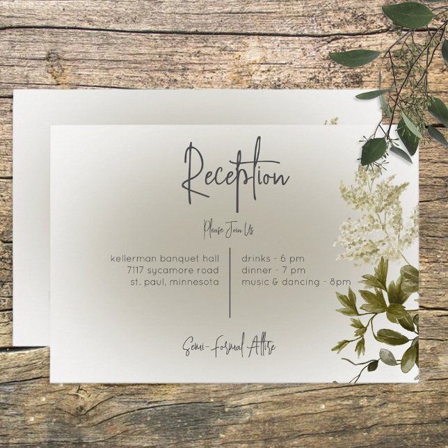 Boho Greenery Modern Reception Wedding Enclosure Card (Creator Uploaded)