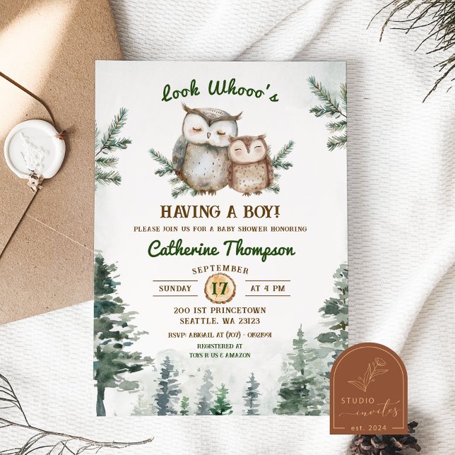 Boho Greenery Owl Baby Shower Invitation (Creator Uploaded)