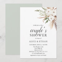 Boho Greenery Pampa Grass Couple Shower Invitation