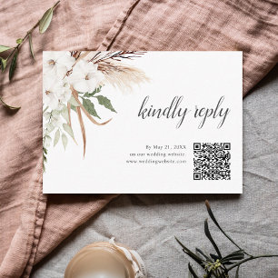 Boho Greenery Pampa Grass Wedding Online RSVP Enclosure Card
