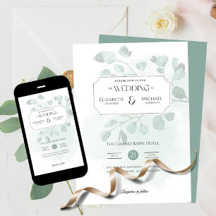Boho Greenery Print or Download Wedding Invitation