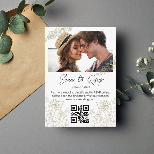 boho greenery qr code rsvp photo wedding green enclosure card
