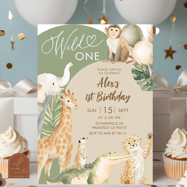  Boho Greenery Safari Wild One Birthday Invitation (Creator Uploaded)