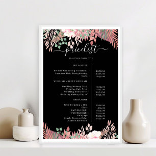 Boho Greenery Salon Price List Poster
