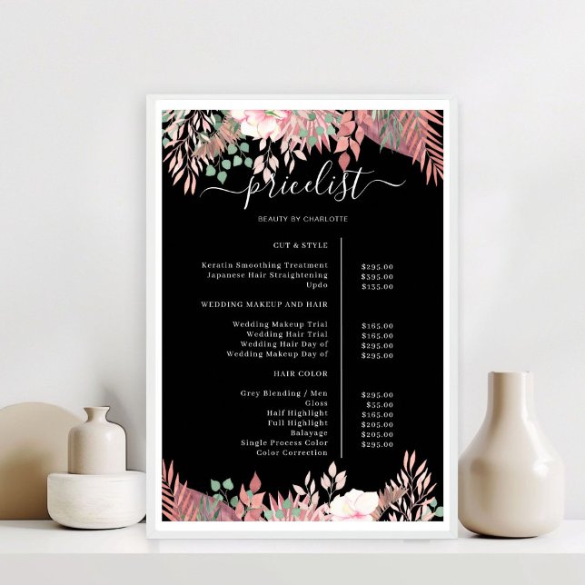 Boho Greenery Salon Price List Poster (Boho Greenery Salon Price List Poster)