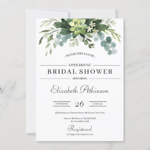 Boho greenery succulent floral eucalyptus bridal i invitation