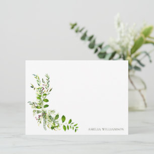 Boho Greenery Watercolor Floral Bridal Shower Thank You Card