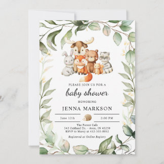 Boho Greenery Woodland Baby Shower Invitation