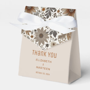 Boho Grey Brown Floral Autumn Wedding Favour Box