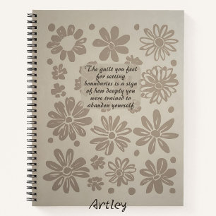 Boho Grey Floral Stamp Custom Quote Journal