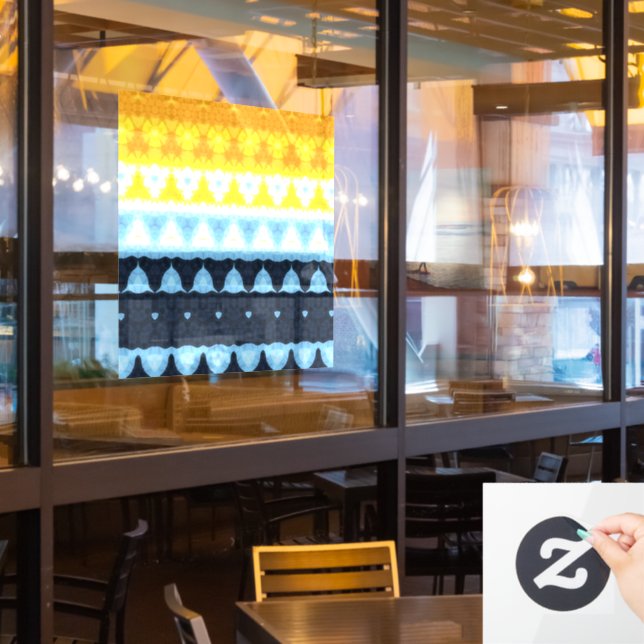Boho Groovy Geometric Abstract AroAce Pride Flag (Restaurant Window)