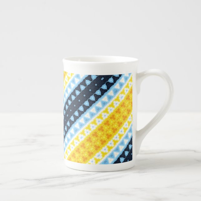 Boho Groovy Geometric Abstract AroAce Pride Flag Bone China Mug (Right)