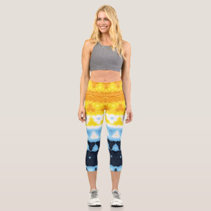 Boho Groovy Geometric Abstract AroAce Pride Flag Capri Leggings