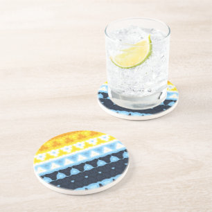 Boho Groovy Geometric Abstract AroAce Pride Flag Coaster