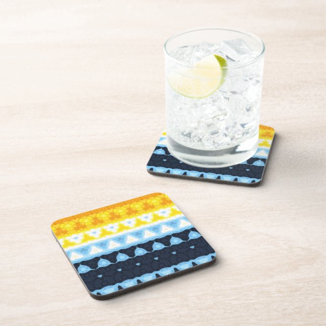Boho Groovy Geometric Abstract AroAce Pride Flag Coaster (Right Side)
