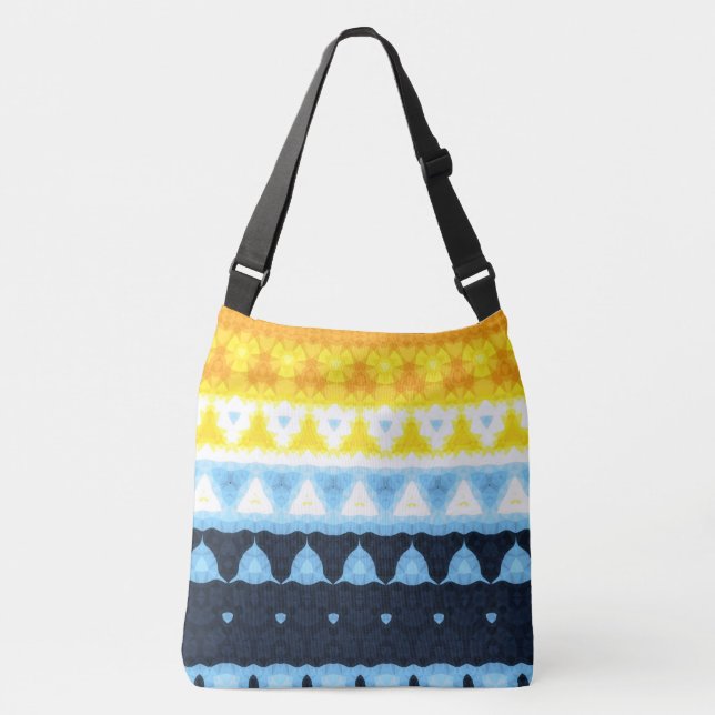 Boho Groovy Geometric Abstract AroAce Pride Flag Crossbody Bag (Front)