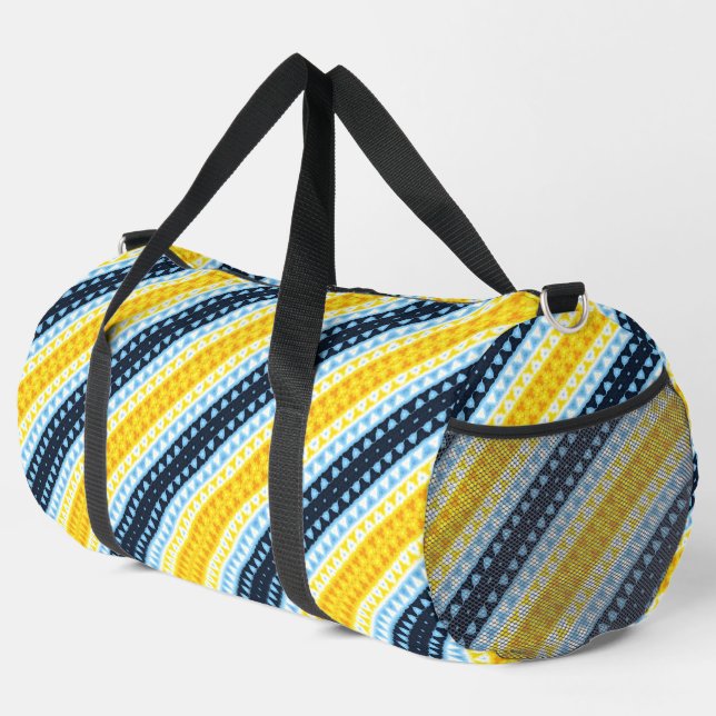 Boho Groovy Geometric Abstract AroAce Pride Flag Duffle Bag (Right Corner)