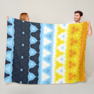 Boho Groovy Geometric Abstract AroAce Pride Flag Fleece Blanket
