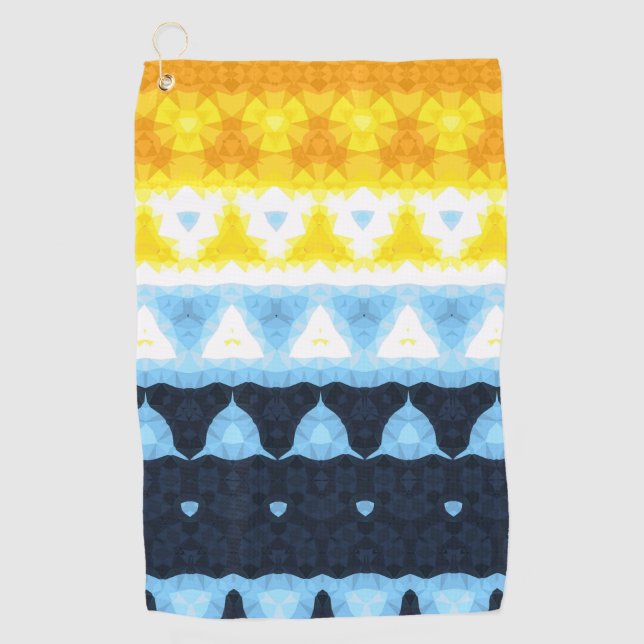 Boho Groovy Geometric Abstract AroAce Pride Flag Golf Towel (Front)