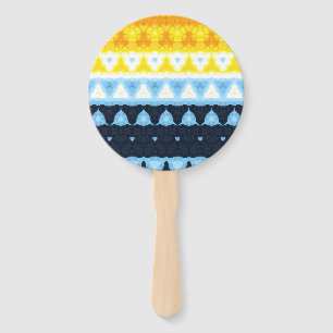 Boho Groovy Geometric Abstract AroAce Pride Flag Hand Fan