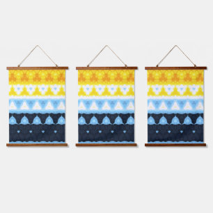 Boho Groovy Geometric Abstract AroAce Pride Flag Hanging Tapestry