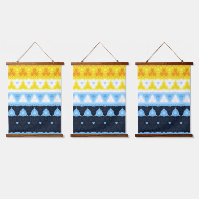 Boho Groovy Geometric Abstract AroAce Pride Flag Hanging Tapestry (Triple)