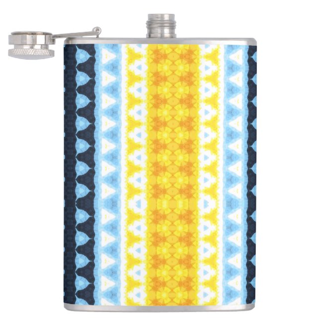 Boho Groovy Geometric Abstract AroAce Pride Flag Hip Flask (Opened)