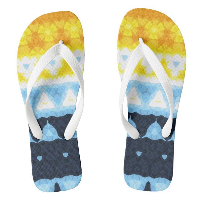 Boho Groovy Geometric Abstract AroAce Pride Flag Jandals (Footbed)