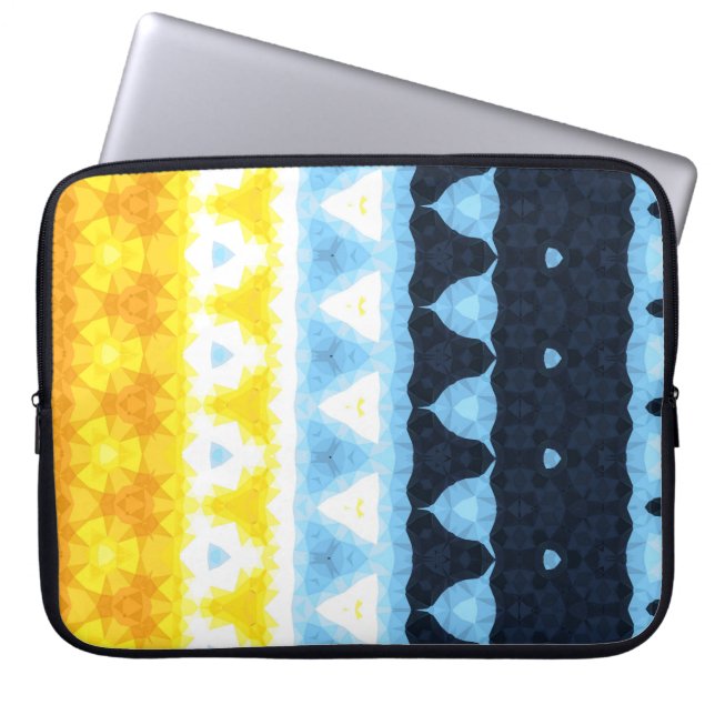 Boho Groovy Geometric Abstract AroAce Pride Flag Laptop Sleeve (Front)
