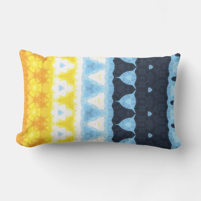 Boho Groovy Geometric Abstract AroAce Pride Flag Lumbar Cushion (Front)