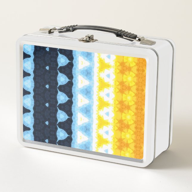 Boho Groovy Geometric Abstract AroAce Pride Flag Metal Lunch Box (Front)