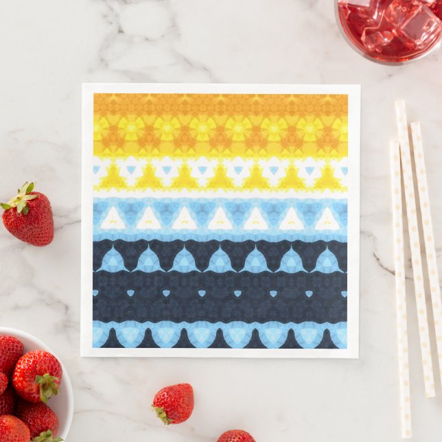 Boho Groovy Geometric Abstract AroAce Pride Flag Napkin (Insitu)