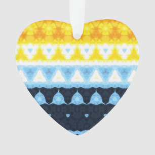 Boho Groovy Geometric Abstract AroAce Pride Flag Ornament