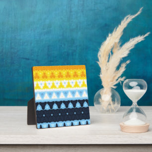 Boho Groovy Geometric Abstract AroAce Pride Flag Plaque