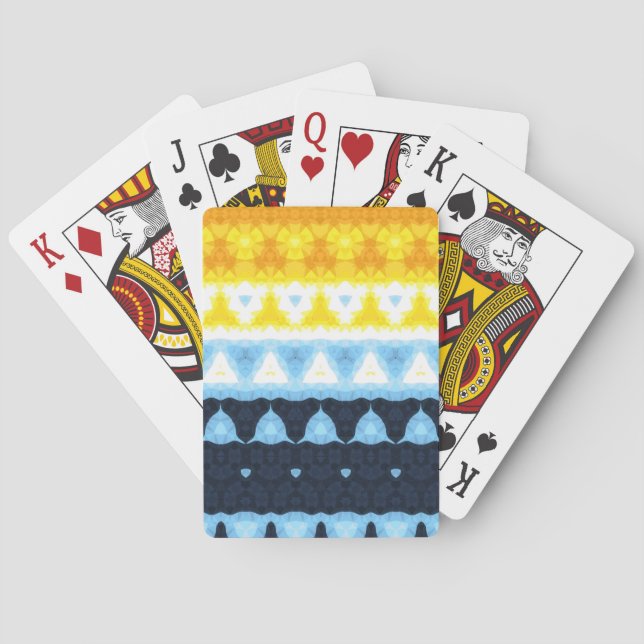 Boho Groovy Geometric Abstract AroAce Pride Flag Playing Cards (Back)