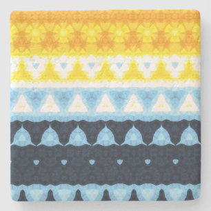 Boho Groovy Geometric Abstract AroAce Pride Flag Stone Coaster