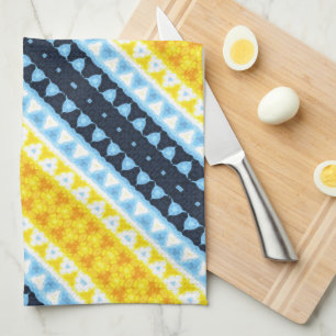 Boho Groovy Geometric Abstract AroAce Pride Flag Tea Towel
