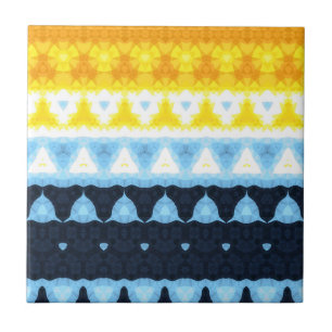 Boho Groovy Geometric Abstract AroAce Pride Flag Tile