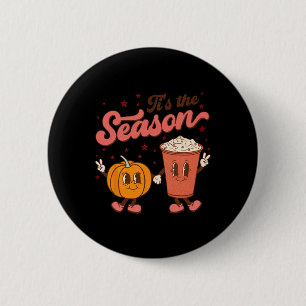 Boho Groovy Tis The Season Cute Pumpkin Spice Fall 6 Cm Round Badge
