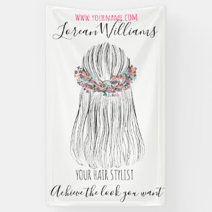 Boho Hair Stylist Flower Crown Wedding Hairstyle Banner