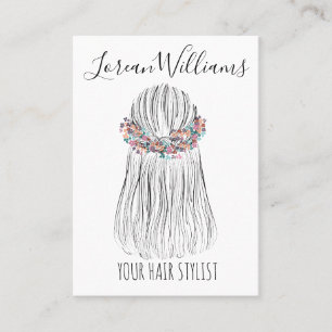 Boho Hair Stylist Flower Crown Wedding Hairstyle Business Card