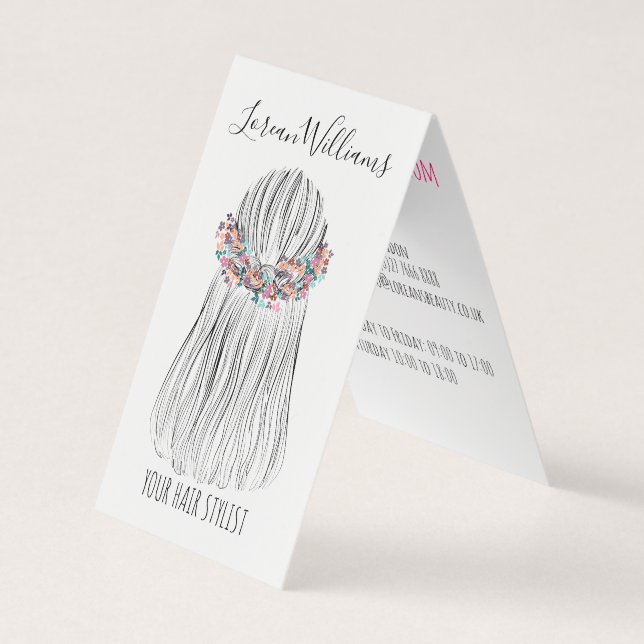  Boho Hair Stylist Flower Crown Wedding Hairstyle Business Card (Front)