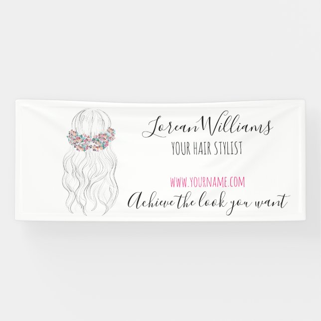 Boho Hair Wedding Hairdresser Floral Romantic   Banner (Horizontal)