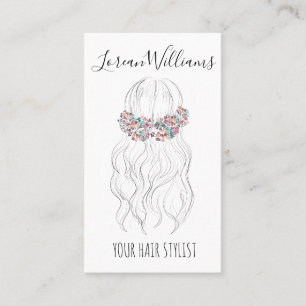 Boho Hair Wedding Hairdresser Floral Romantic Business Card