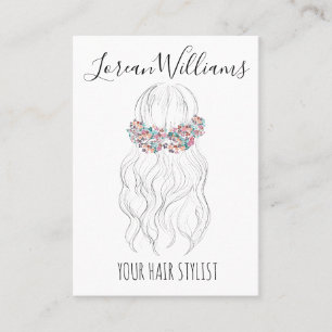 Boho Hair Wedding Hairdresser Floral Romantic Business Card
