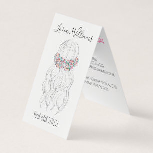 Boho Hair Wedding Hairdresser Floral Romantic Business Card