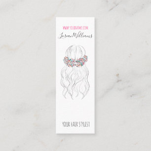 Boho Hair Wedding Hairdresser Floral Romantic Mini Business Card