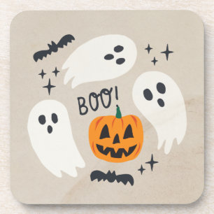 Boho Halloween Cute Ghost  Coaster